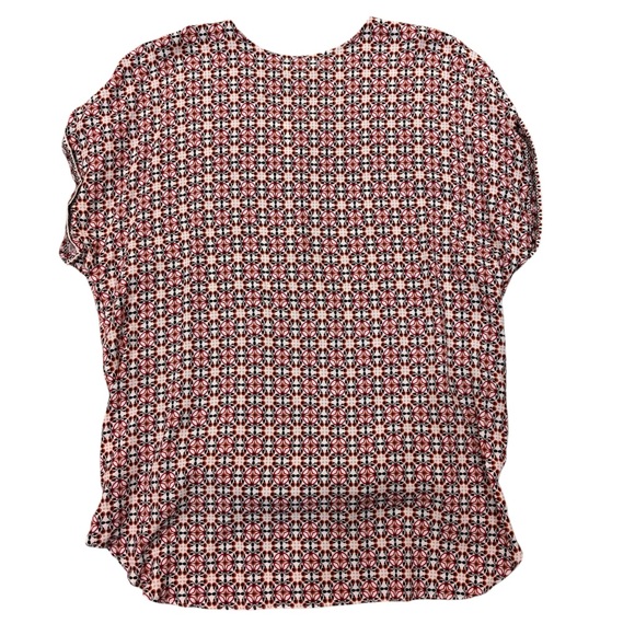 Max Studio NWT geometric faux wrap blouson sleeveless shirt tail top womens sz L - Picture 2 of 7